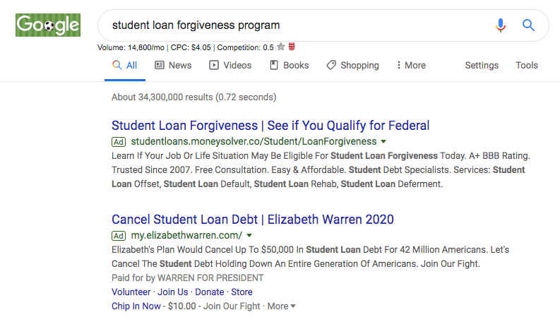 student loan forgiveness search results