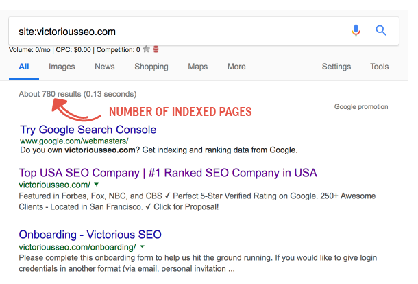 how to find indexed pages with a site search