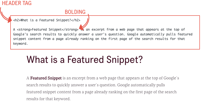 how to code for featured snippets