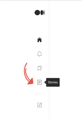 Screenshot that shows the stories icon in the Medium dashboard.