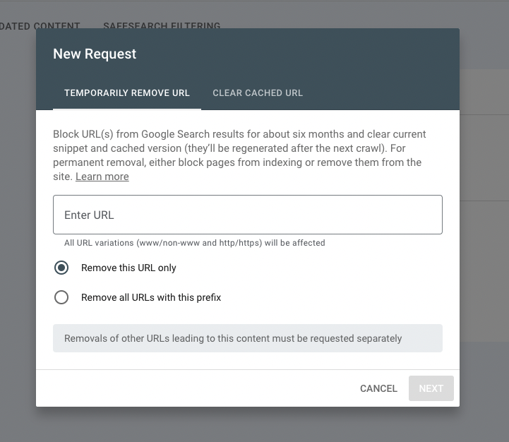 new request popup