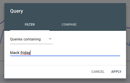 filter query by keyword for black friday seo