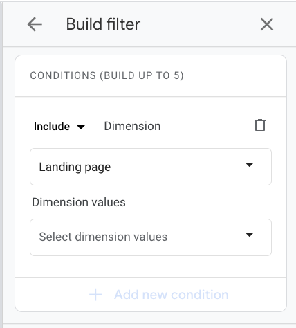 filter by landing page in ga4 