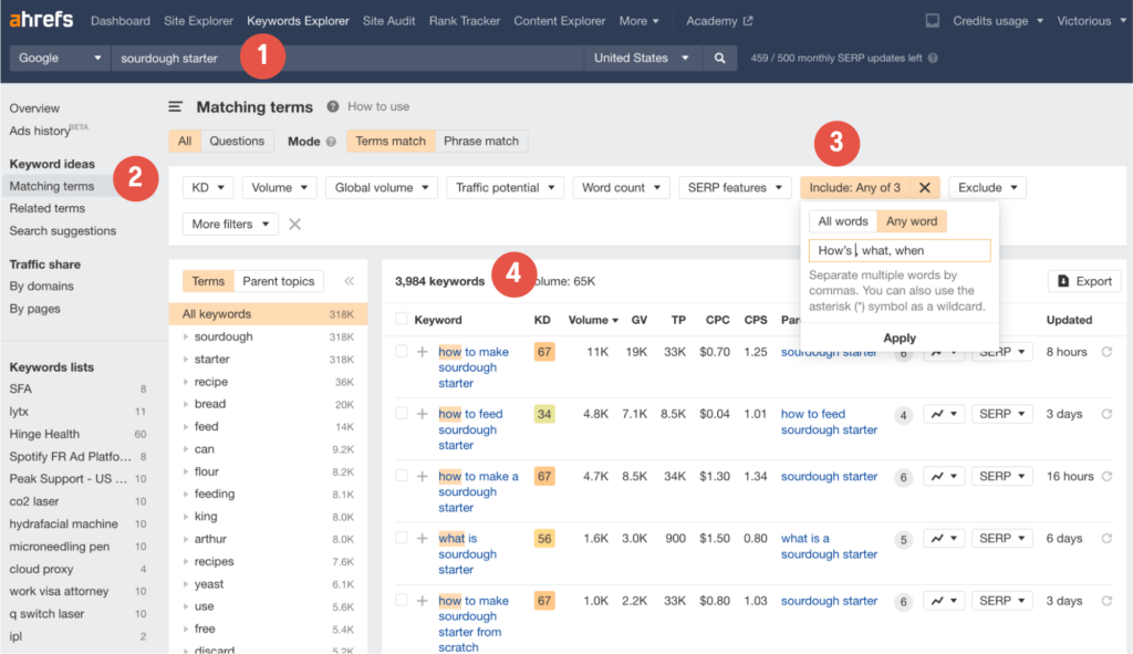 search intent in ahrefs
