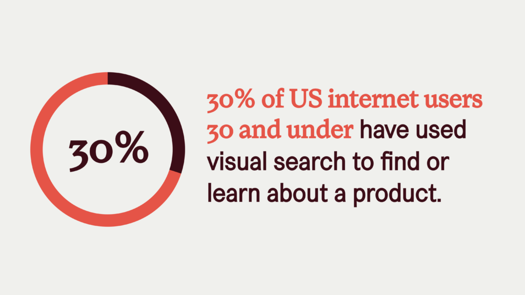 visual search stat: 30% of US internet users aged 30 or younger have used visual search to find a product they want to buy or learn more about