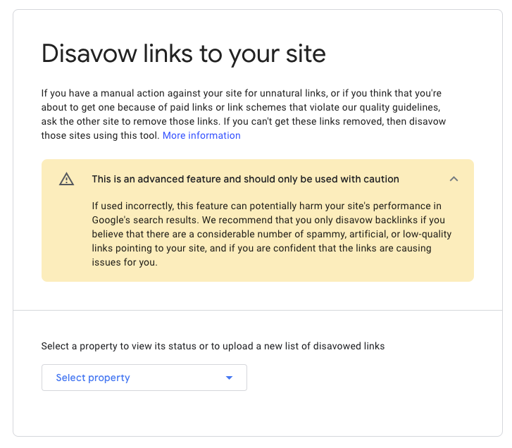 disavow backlinks in google search console