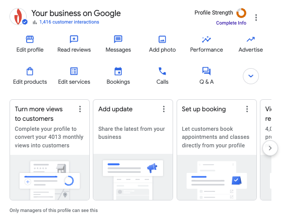 google business profile in search