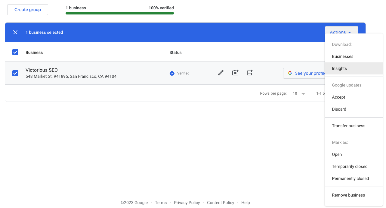 accessing gmb insights from google business