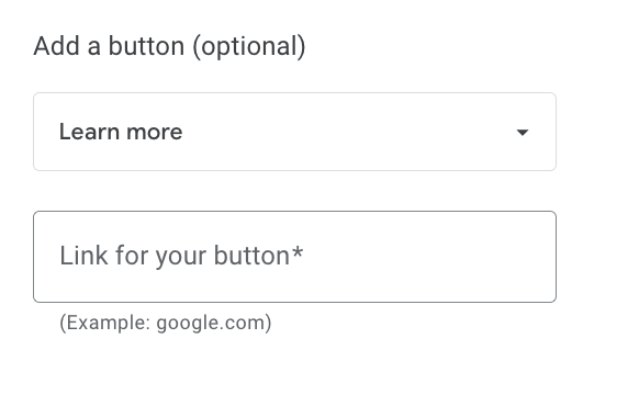 screenshot of how to add a CTA button to google post