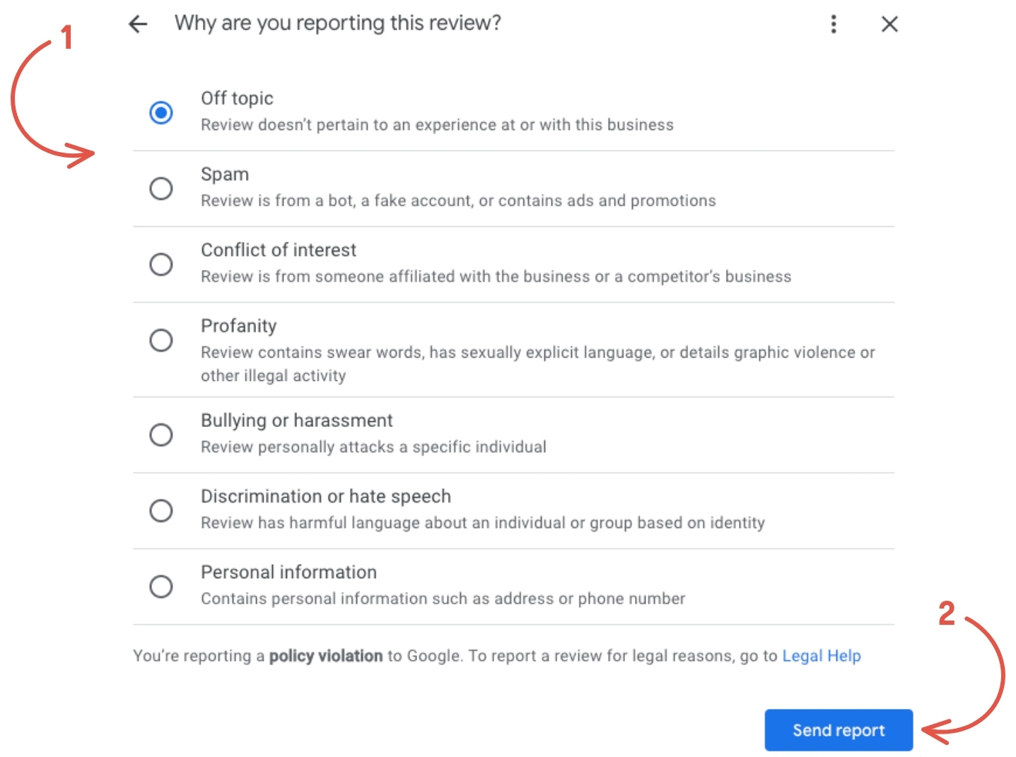 how to report a google review screenshot example