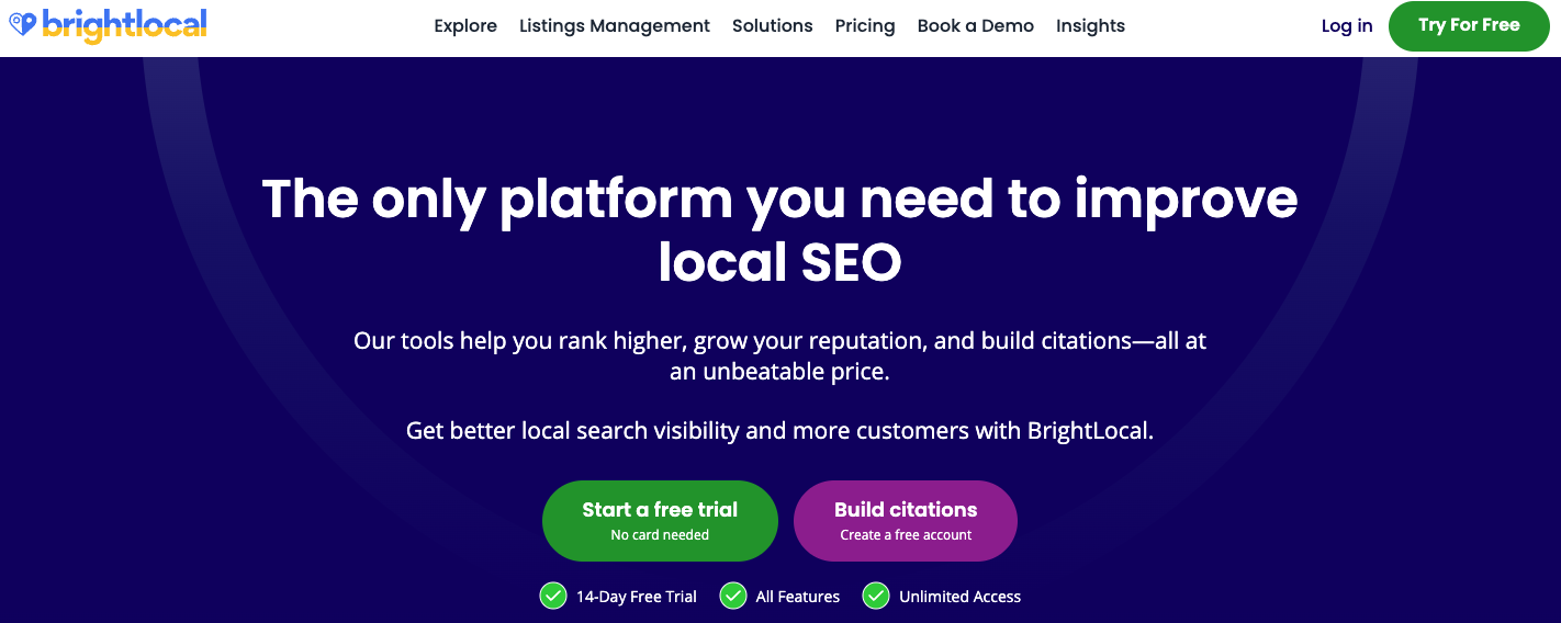 An image detailing BrightLocal, a tool to improve local SEO